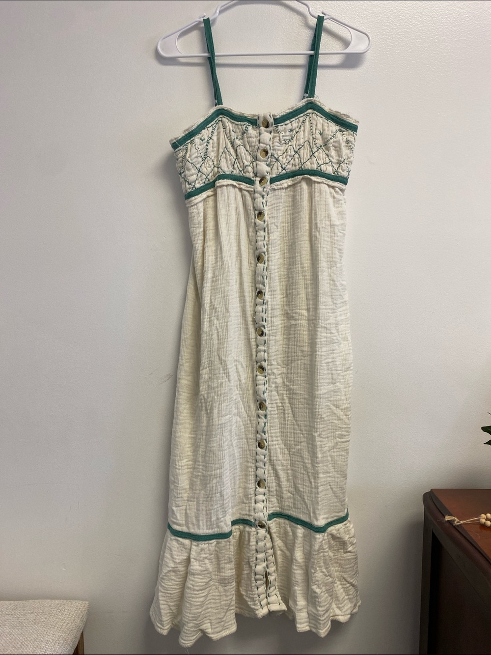 Free People Linda Jo Smocked Embroidered Gauze Midi Dress